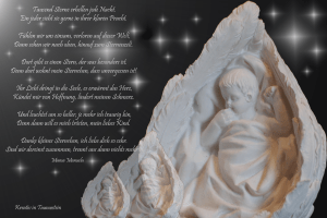 Engel weiß auf Schwarz mit Muttergedicht